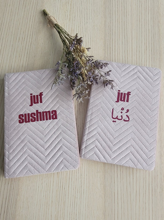 Gepersonaliseerd notitieboek A5 (lila stof)