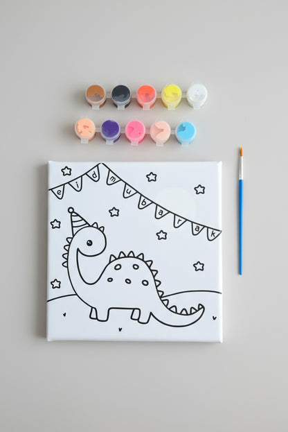 Canvasdoek zelf verven - dino feestje